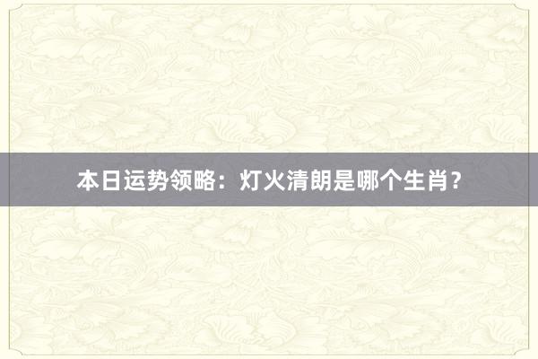 本日运势领略：灯火清朗是哪个生肖？